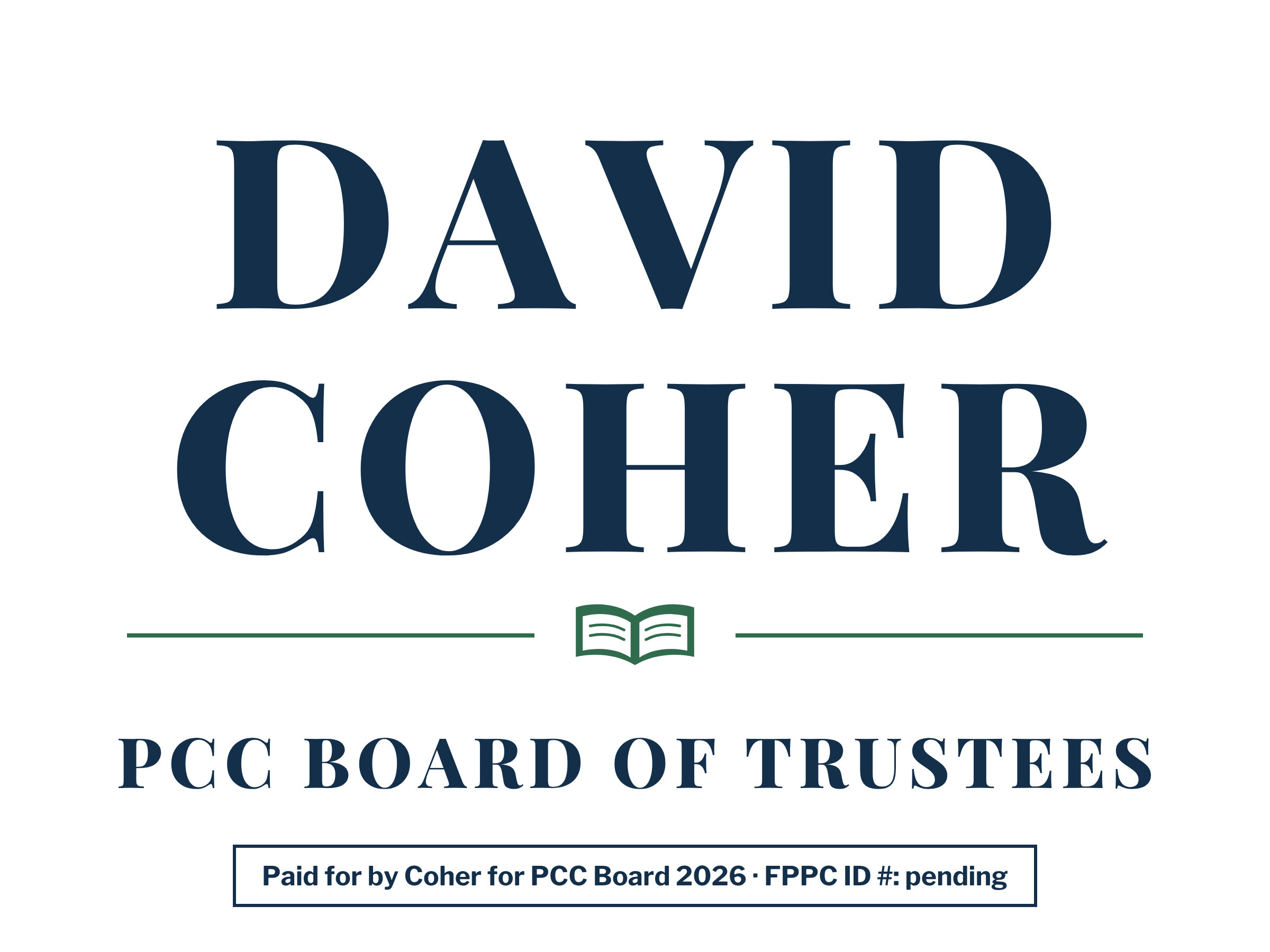 David Coher for PCC Board of Trustees campaign logo